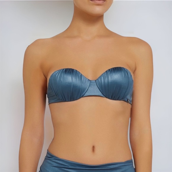 MaxMara Metallic Blue Leisure Estro Bikini Top - Picture 8 of 8